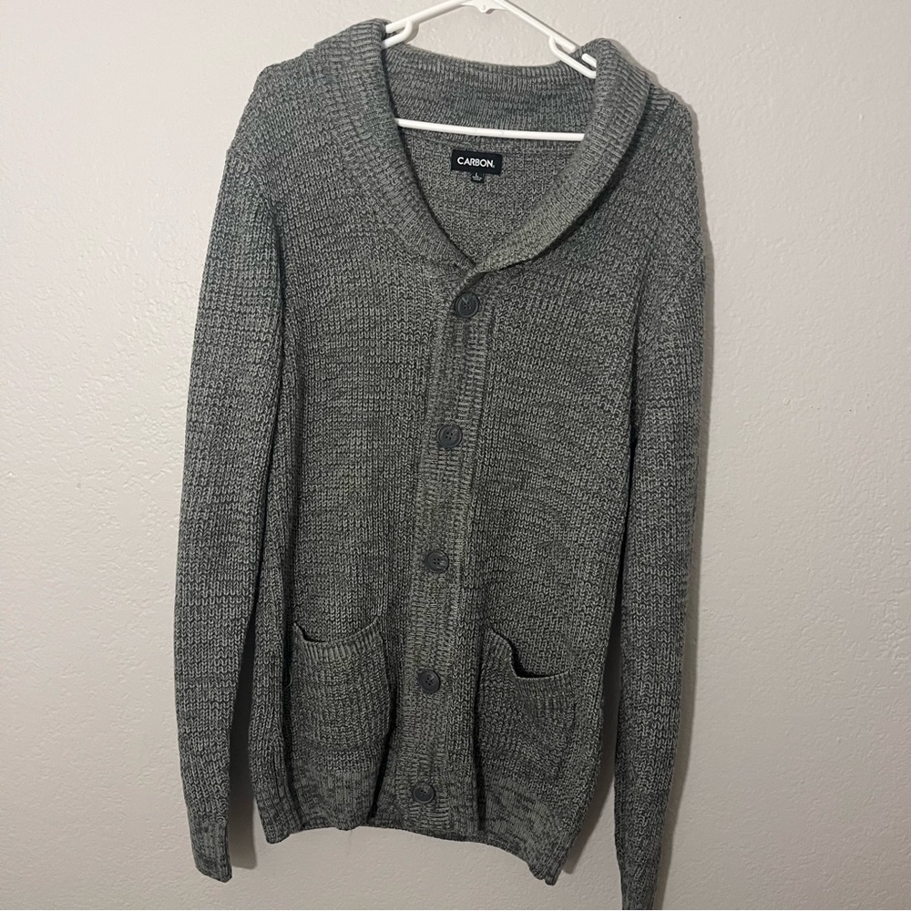 Carbon Long Sleeve Grey Cardigan Sweater - Sz L